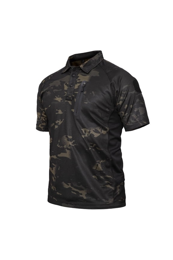 Men's Tactical Quick-Dry Short Sleeve T-Shirt, Outdoor Performance Top, Lightweight Breathable Moisture Wicking,Camouflage,M