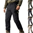 thumbnail image 1 of Men's Tactical Ripstop Cargo Pants Multi-Pocket Lightweight Breathable Straight Leg Utility Pockets D-Ring Belt Loops for Hiking Outdoor, Black, L, 1 of 9