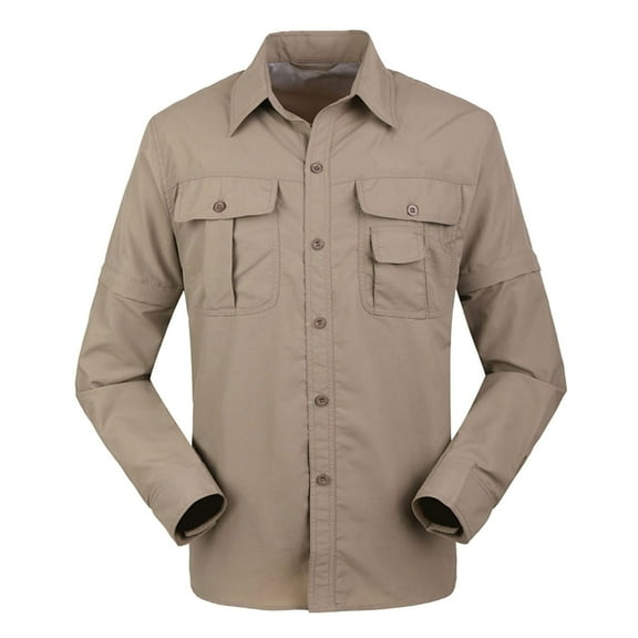 Men's Tactical Shirts Quick Dry UV Protection Breathable Waterproof Cargo Shirt Long Sleeve Hiking Fishing Button Shirts