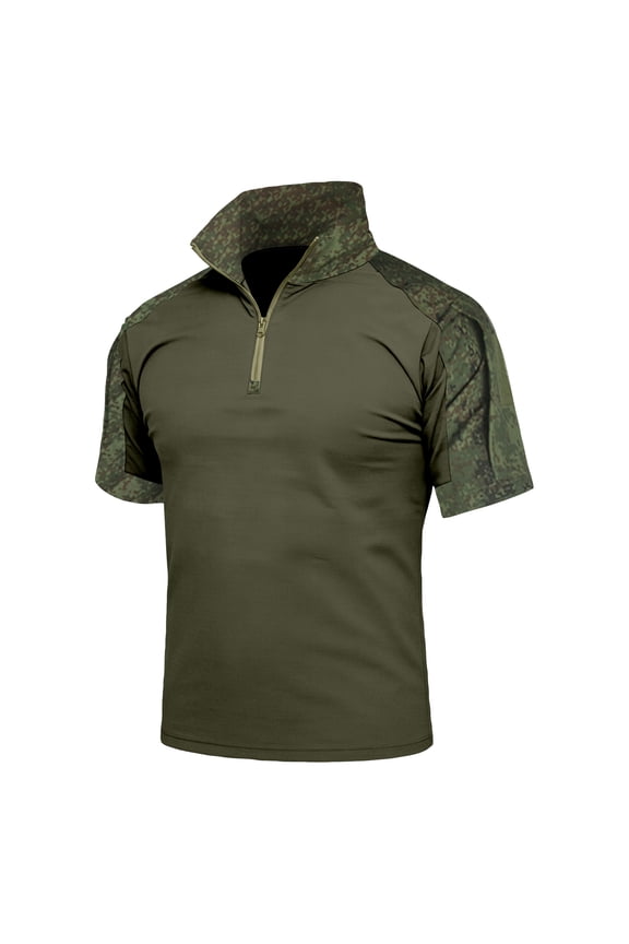 Men’s Tactical Short Sleeve Shirts Military Shirt Outdoor Shirt Tactical Combat Shirt with Zipper