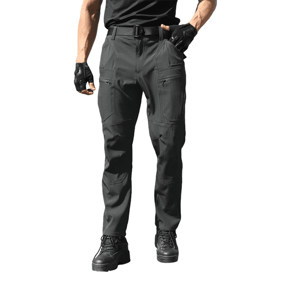 Men's Tactical Soft Shell Cargo Pants Wind Water Resistant Multi Zipper Pockets Outdoor Hiking Mountain Work Pants,Gray,XXXL
