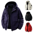 thumbnail image 1 of Men's Tactical Softshell Hooded Jacket, Windproof Waterproof Loose Casual Sport Rain Coat with Multi Snap Pockets, Outdoor Outerwear for Commuting Hiking Camping Purple, 1 of 8