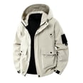thumbnail image 1 of Men's Tactical Softshell Hooded Jacket, Windproof Waterproof Loose Casual Sport Rain Coat with Multi Snap Pockets, Outdoor Outerwear for Commuting Hiking Camping Beige, 1 of 7