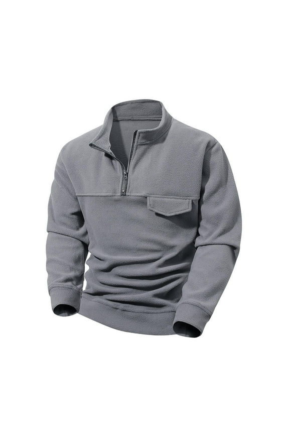 Men's Tactical Stand Collar Polar Fleece Pullover Warm Lightweight 1/4 Zip Up Winter Thermal Sweatshirt for Outdoor Hiking