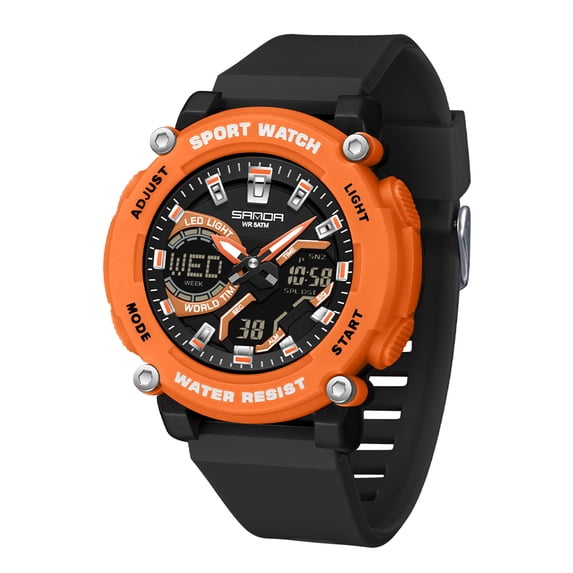 Men’s Tactical Watch Analog Digital Dual Display – 50M Waterproof Military Wristwatch with LED Backlight, Stopwatch, Alarm, Countdown – Durable Outdoor Watch