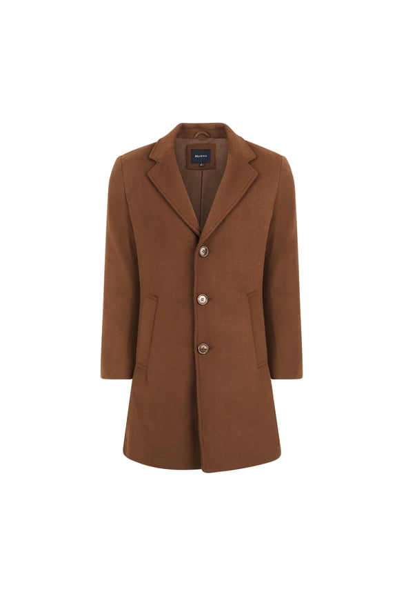 Men's Tailored Wool Blend Notch Collar Wool Blend Walker Car Coat Jacket