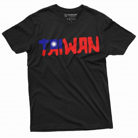 Men's Taiwan T-shirt Taiwanese flag coat of arms mens shirts Taiwan tee (5X-Large Black)
