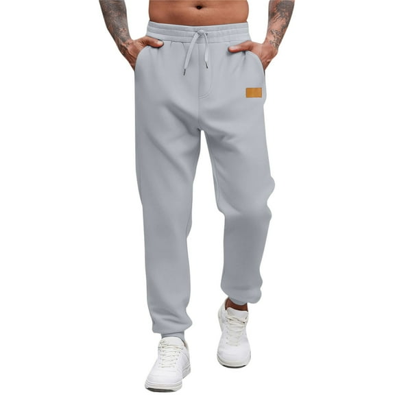 Men's Tall Cotton Sweatpants Long Yoga Pants, Athletic Lounge Casual Pants with Pockets for Daily Wear Light Gray M