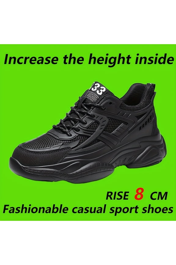 Men's & Tall Lift Sneakers with 3.15inch Thick Platform - Breathable - Height Increase Shoes, Low-Top Round Toe for, Gym, - Heavy-Duty Sole & Casual Athletic Wear