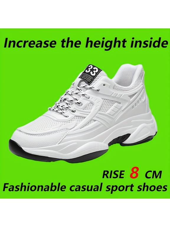 Men's & Tall Lift Sneakers with 3.15inch Thick Platform - Breathable - Height Increase Shoes, for, Gym, - Heavy-Duty Sole & Casual Athletic Wear Low-Top Round Toe