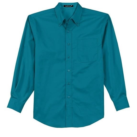 Men's Tall Long Sleeve Easy Care Shirt Teal Green 4X-Large Tall