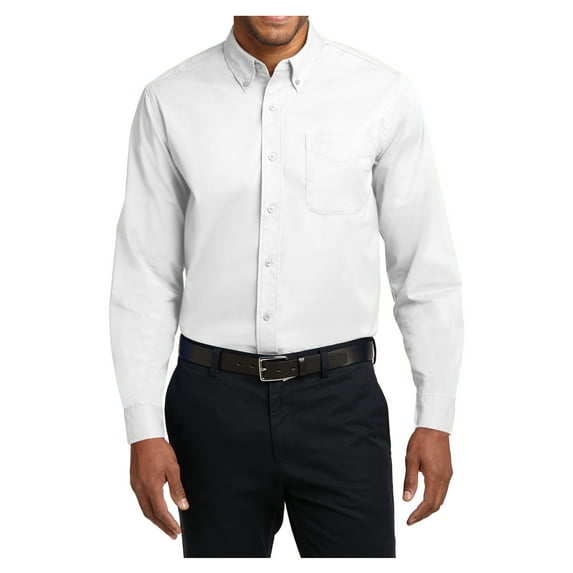 Men's Tall Long Sleeve Easy Care Shirt White/ Light Stone 3X-Large Tall