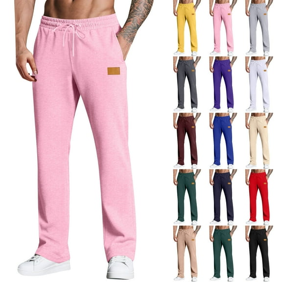 Men's Tall Sweatpants Long Cotton Yoga Pants Athletic Lounge Casual Pants for Men with Pockets Black M