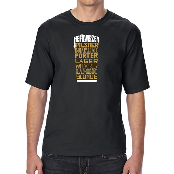 Men's Tall and Long Word Art T-shirt - Styles of Beer