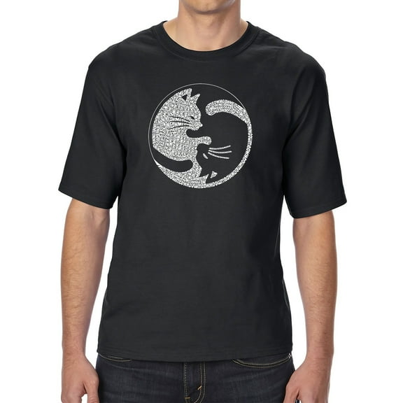 Men's Tall and Long Word Art T-shirt - Yin Yang Cat