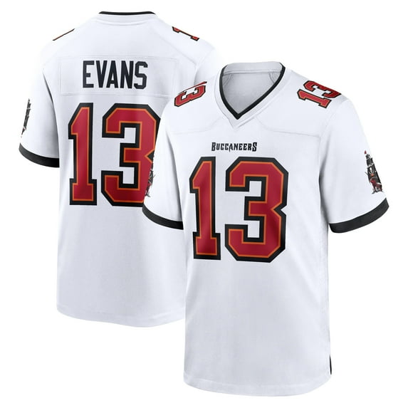Men's Tampa Bay Evans 13 White Stitched T-Shirts Sports Player Game Top, Large