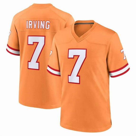 Men's Tampa Bay Irving 7 Orange Stitched T-Shirts Sports Player Game Top, X-Large