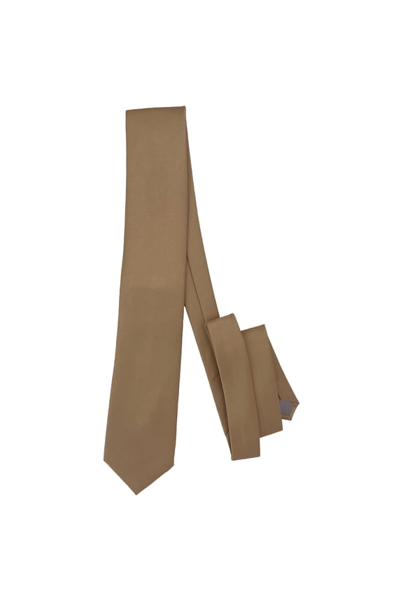 Men’s Tan Formal Satin Self-Tie Skinny Tie in a Variety of Colors by Spencer J’s Signature Satin Collection