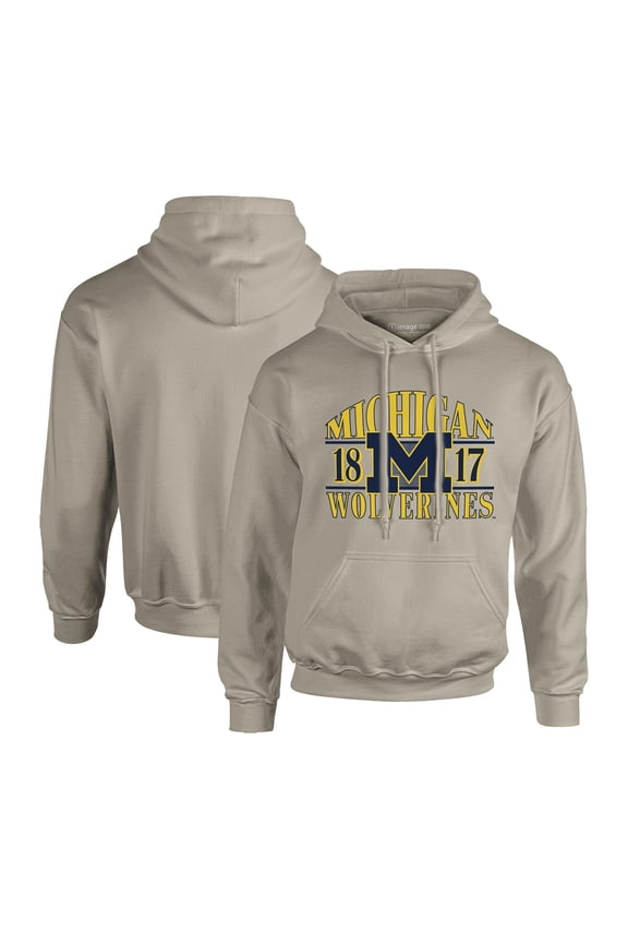 Men's  Tan Michigan Wolverines Upper Arch Letters Pullover Hoodie
