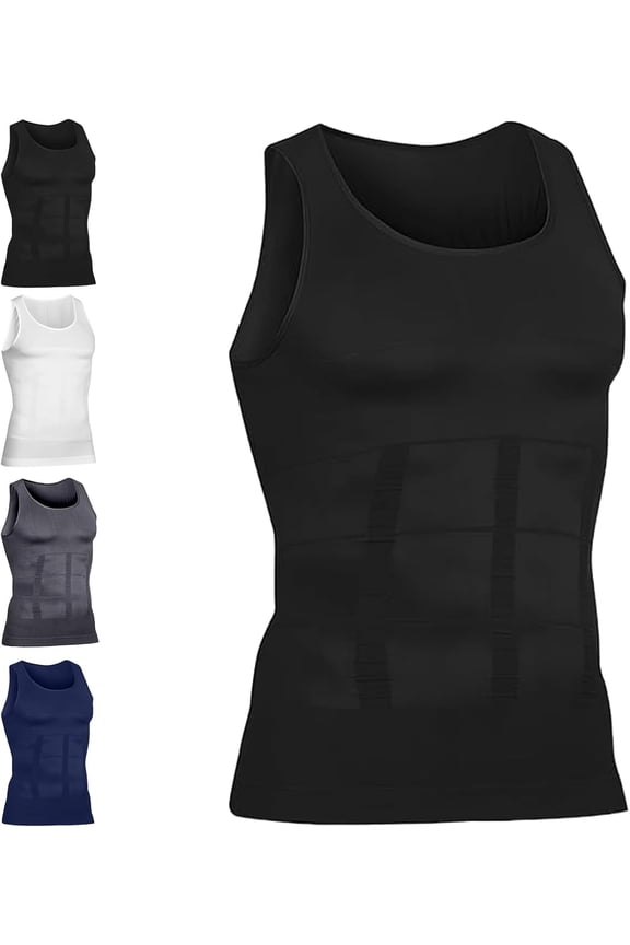 Men's Tank 2.0 Shirts, for Men Big and Tall, Men’s Compression Shirt, Tummy Control Shapewear Tank Top for Posture, Slimming Undershirt for Big and Tall (Black, S-3XL)