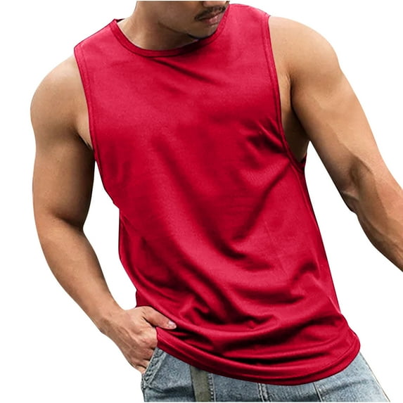 Men's Tank Top Cotton Muscle Workout Gym Shirts Moisture Wicking Lightweight Summer Casual Sleeveless Shirts