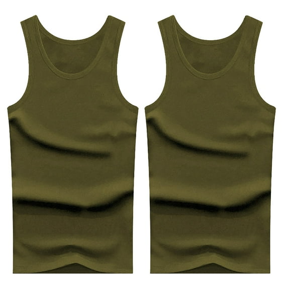 Men's Tank Top High Elastic Cotton Youth Slim Fit Middle And Old Age Underwear Tops (A,L)