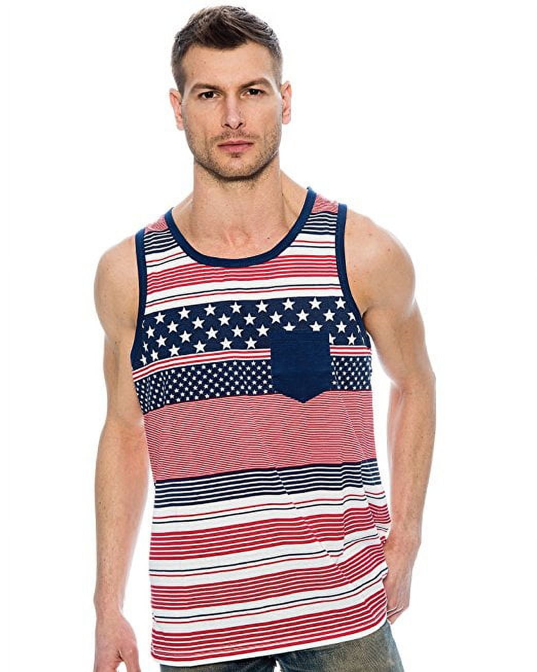 Men's Tank Top Jersey Style All Over Print Muscle Shirt Flag Red/White ...