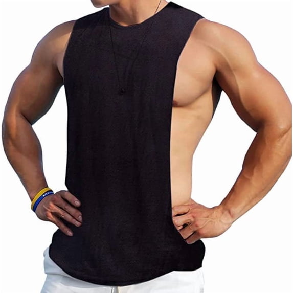 Men's Tank Top Sleeveless Muscle Stringer Gym Medium,Black