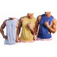 thumbnail image 1 of Men's Tank Top Sleeveless Muscle Stringer Gym Medium,Gray/Yellow/Blue, 1 of 6