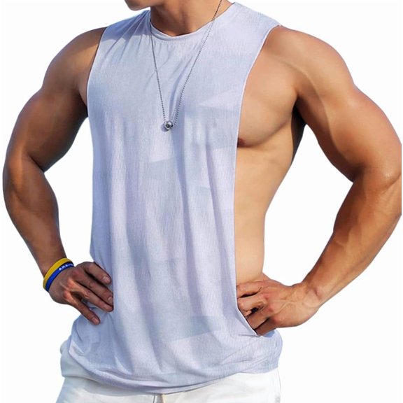 Men's Tank Top Sleeveless Muscle Stringer Gym XX-Large,Gray