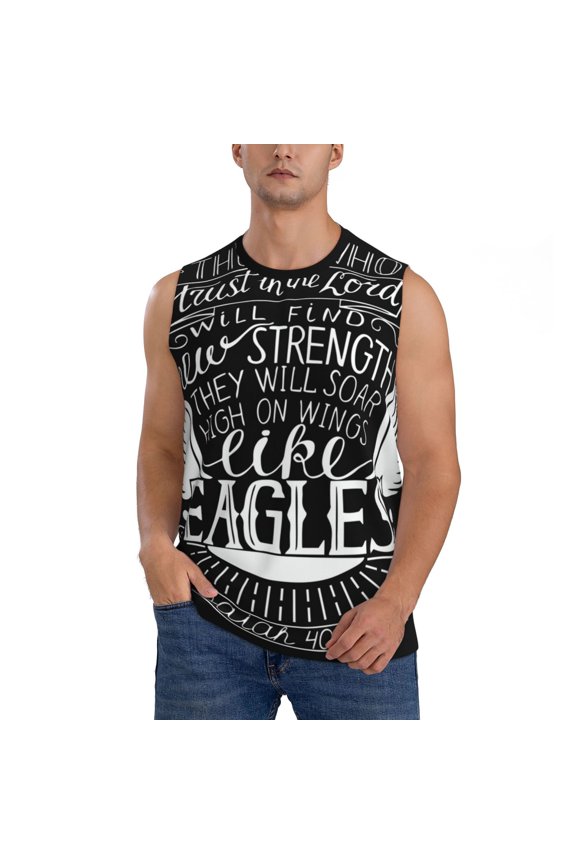 Men's Tank Top Sleeveless Workout Tee Shirt for Gym Hiking Fishing, Trust In Lord Powerful Quotes