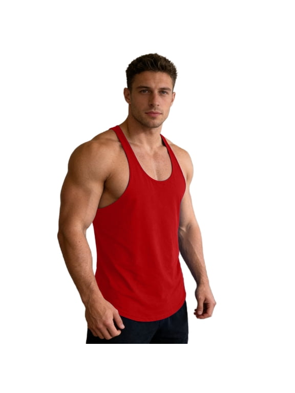Men's Tank Top Sleeveless Y Back Stringer Plain Stringer Shirt Summer Workout Athletic Top
