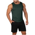 thumbnail image 1 of Men's Tank Top and Shorts Regular Fit Solid Color Sleeveless Round Neck Muscle Shirts Beach Outfits 2 Piece, 1 of 7