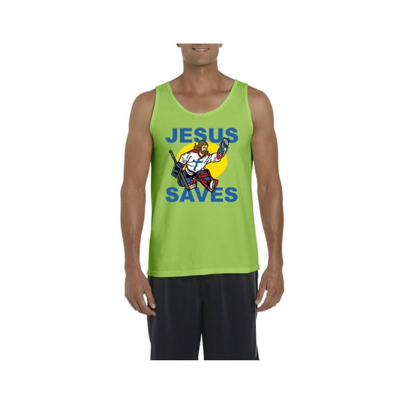 Men's Tank Top for Men - Jesus Saves Hockey Goalie