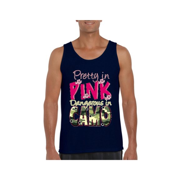 Men's Tank Top for Men - Pretty in Pink Dangerous in Camo