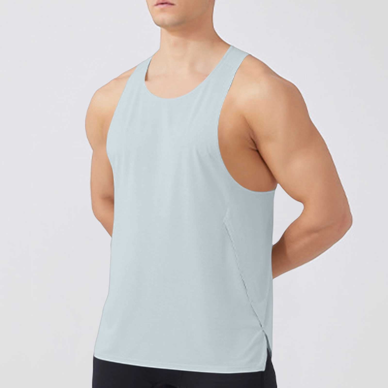 Men's Tank Top with Crew Neck, Solid Color for Gym and Training Outfits ...