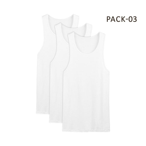 Men's Tank Tops 100% Cotton A-Shirts Multipack Undershirts White & Colored Tank Tops for Men (White 3 Pack, L)