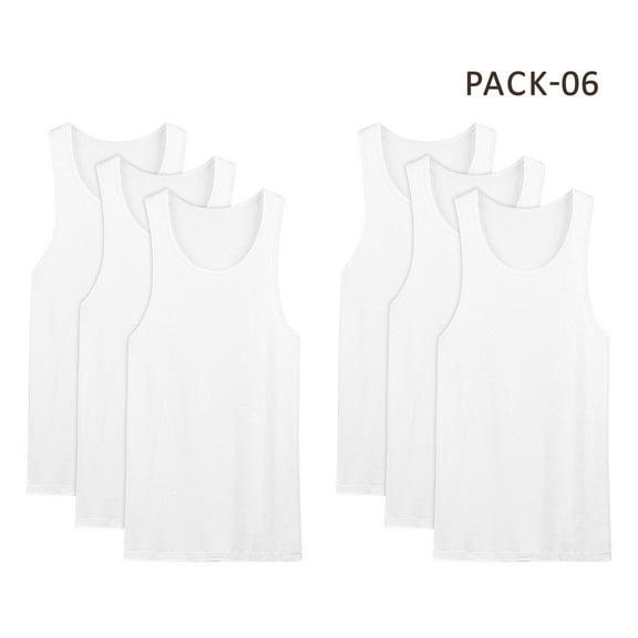 Men's Tank Tops 100% Cotton A-Shirts Multipack Undershirts White & Colored Tank Tops for Men (White 6 Pack, 2XL)