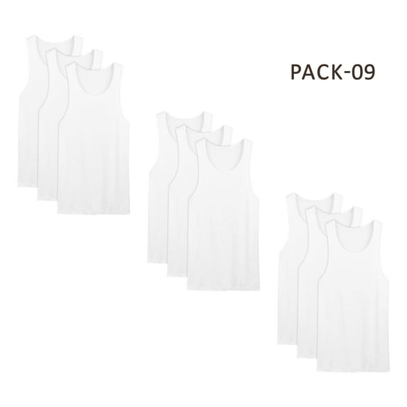 Men's Tank Tops 100% Cotton A-Shirts Multipack Undershirts White & Colored Tank Tops for Men (White 9 Pack, 2XL)