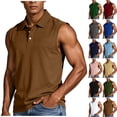 thumbnail image 1 of Men's Tank Tops 3-Button Up Collared Shirt Sleeveless Casual Workout Tees Summer Tanks with Chest Pocket, 1 of 8