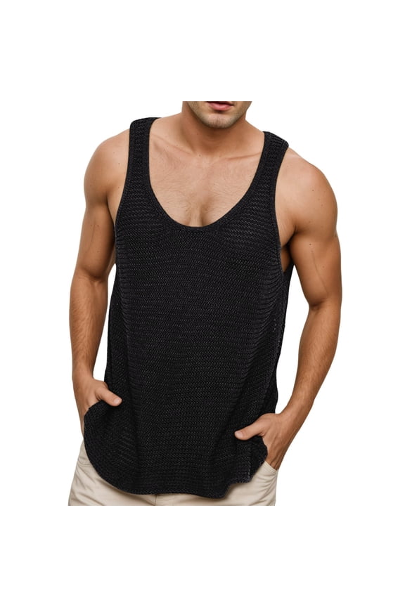 Men's Tank Tops Athletic Workouts Comfortable Breathable Versatile Fitness Apparel Spring Summer Black Shirts XL