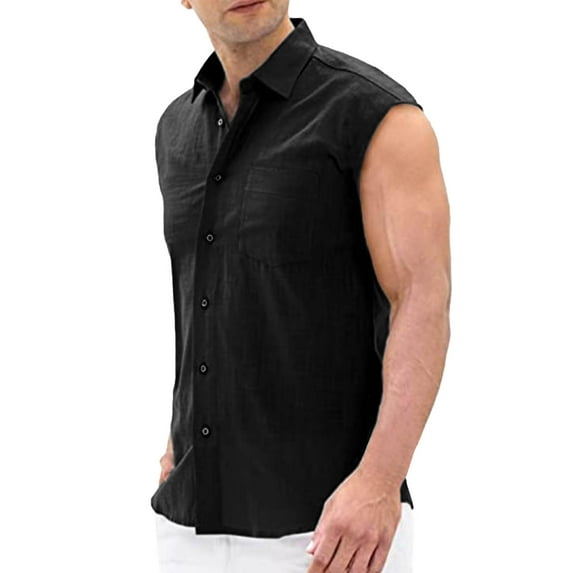 Men's Tank Tops Autumn Winter Solid Color Lapel Sleeveless Fashion Casual Cardigan T-Shirts Daily-Wear