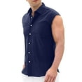thumbnail image 1 of Men's Tank Tops Autumn Winter Solid Color Lapel Sleeveless Fashion Casual Cardigan Tshirts Outwear, 1 of 3