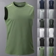 thumbnail image 1 of Men's Tank Tops Casual Fashion Sleeveless Solid Pullover Round Neck Loose Fit Shirt Sports Tank Workout Gym Shirts, 1 of 5