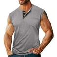thumbnail image 1 of Men's Tank Tops $10 Fashion Solid Color Versatile Pocket Button Sleeveless Round Neck Tank, 1 of 5