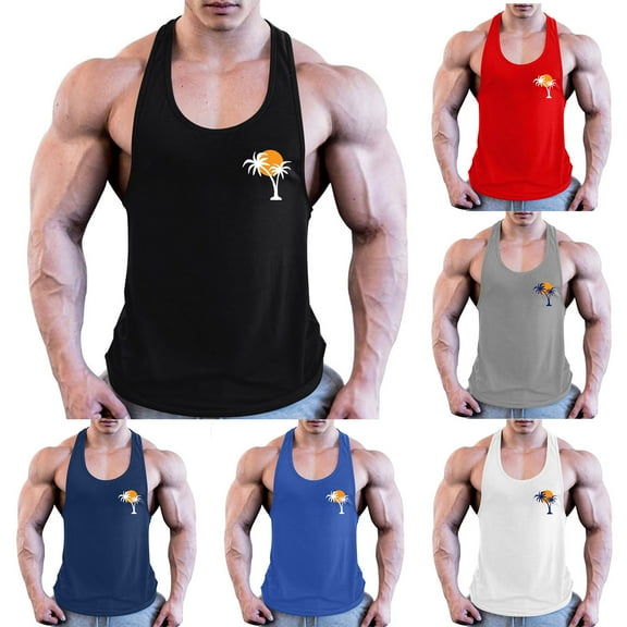 Men's Tank Tops Cotton Tank Top High Elasticity Sports Pullover Round Neck Sleeveless Jacket Fitness Muscular Man Fitness Clothes Top