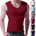 thumbnail image 1 of Men's Tank Tops Pullover Solid Color Top T Shirt Outdoor Elastic Tight Without Marksr Solid Color V Neck Tank Top Workout Gym Shirts Size M-6XL, 1 of 7