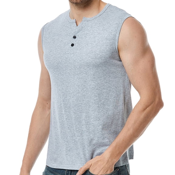 Men's Tank Tops Qiggri Men Casual Solid Sleeveless Pullover Sports Vest Button T Shirt Blouse Muscle Shirts