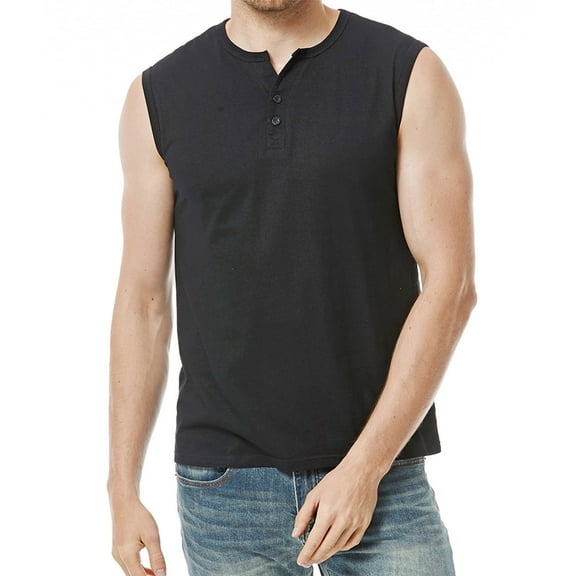 Men's Tank Tops Qiggri Men Casual Solid Sleeveless Pullover Sports Vest Button T Shirt Blouse Muscle Shirts