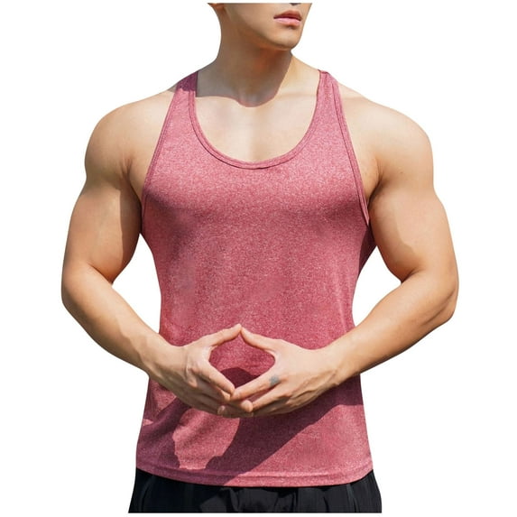 Men's Tank Tops Qiggri Men's Casual Solid Color Round Neck Pullover Sports Sleeveless Fashion